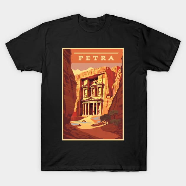 Petra, Jordan, Travel Poster T-Shirt by BokeeLee